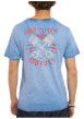 Thumbnail T-shirt en coton bleu uni avec une coupe ajustée et un col V effet flammé - Image 2
