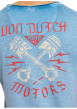 Thumbnail T-shirt en coton bleu uni avec une coupe ajustée et un col V effet flammé - Image 4