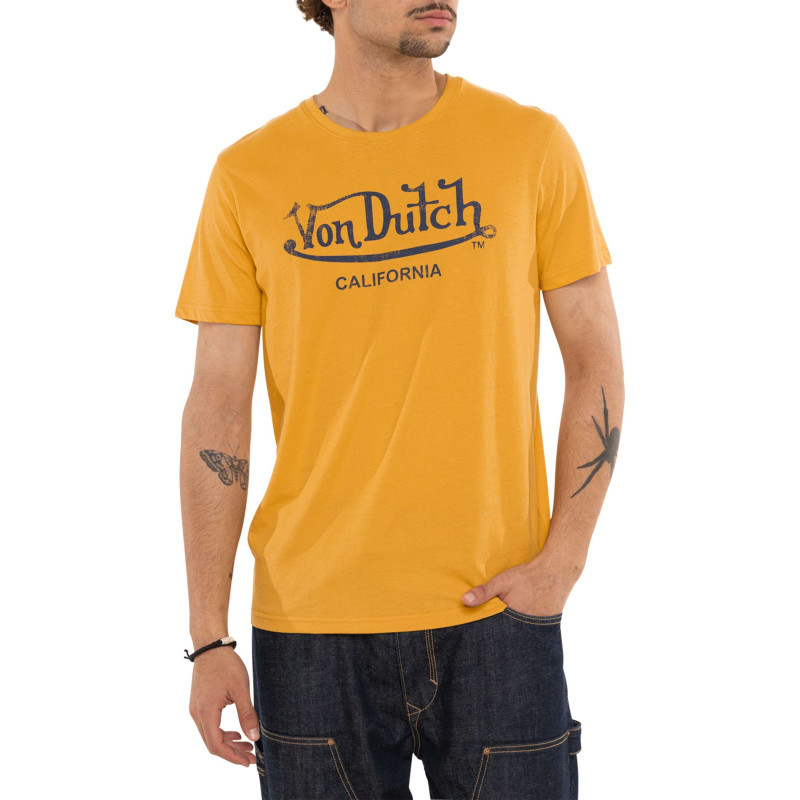 Von Dutch - T-shirt En Coton Jaune Imprimé Avec Une Coupe Droite Et Un Col Rond - Jaune