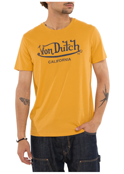 T-shirt en coton jaune imprimé avec une coupe...