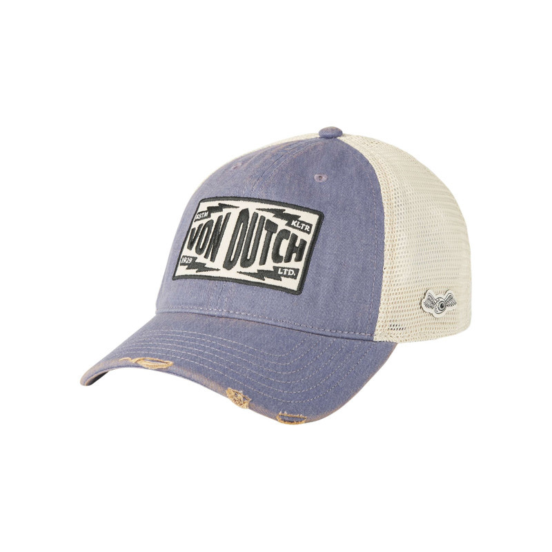 Von Dutch - Casquette Bleue Unie Avec Une Partie De La Couronne En Filet - Bleu