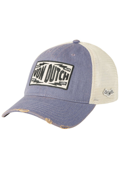 Casquette bleue unie avec une partie de la couronne en filet