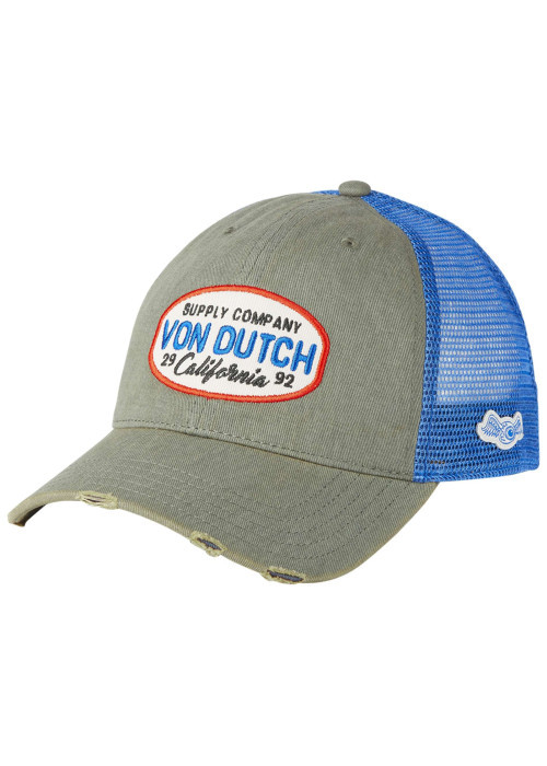 Casquette bleue unie avec une partie de la couronne en filet