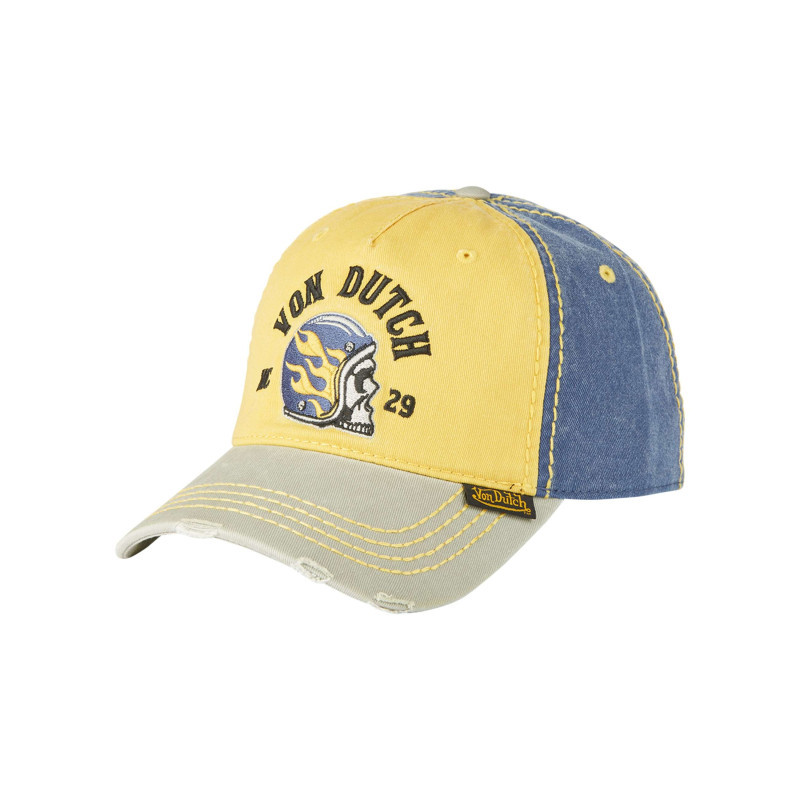 Von Dutch - Casquette En Coton Jaune Uni Avec Un Effet Usé Sur La Visière - Jaune