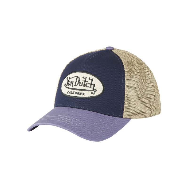 Von Dutch - Casquette Bleue Uni Avec Une Partie De La Couronne En Filet Fermeture Snapback - Bleu