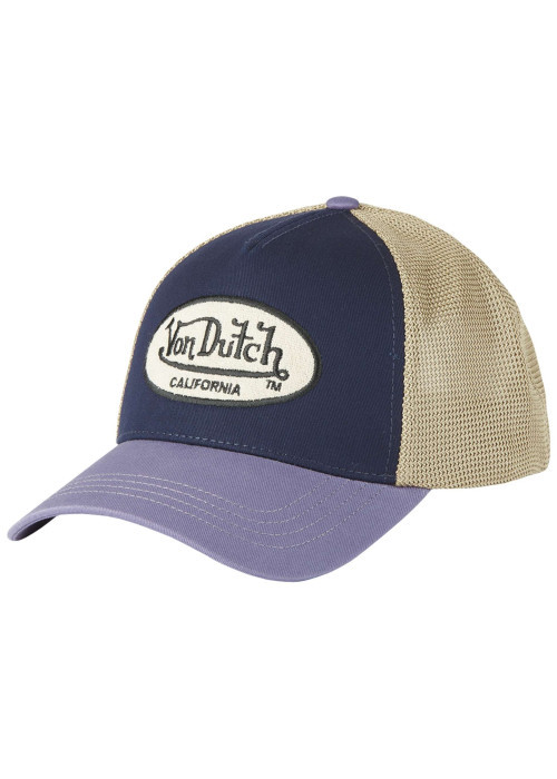 Casquette bleue uni avec une partie de la couronne en filet fermeture snapback