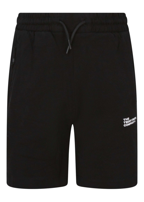 Short en coton noir à coupe droite pourvu d'une taille élastiquée