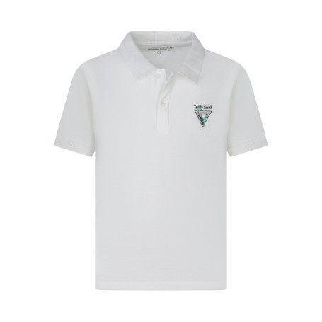 Polo en coton blanc à coupe ajustée pourvu d'un...