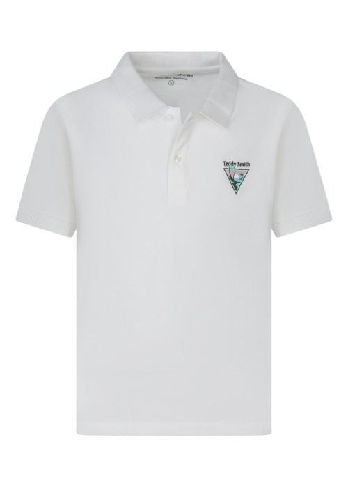 Polo en coton blanc à coupe ajustée pourvu d'un...