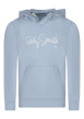 Thumbnail Sweat en coton bleu clair à coupe droite pourvu d'un col à capuche