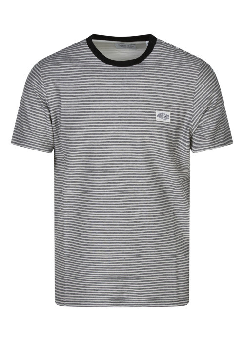 T-shirt noir et écru à coupe droite pourvu d'un...