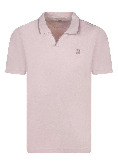 Polo en coton rose à coupe droite pourvu d'un col à revers épais