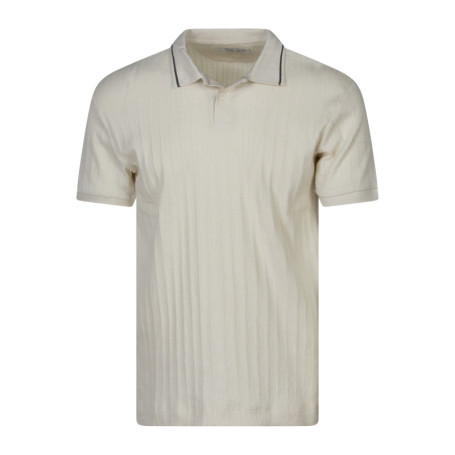 Polo en coton beige à coupe droite pourvu d'un...