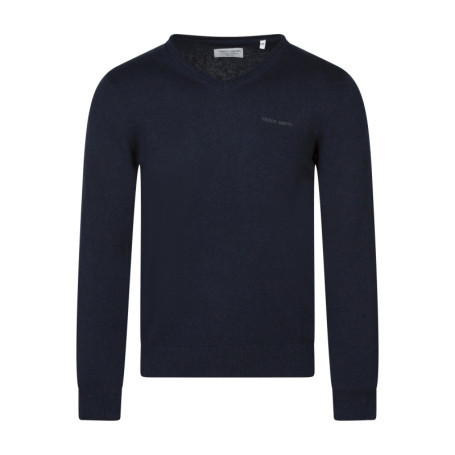 Pull en coton bleu foncé à coupe droite pourvu...