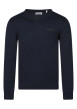 Thumbnail Pull en coton bleu foncé à coupe droite pourvu d'un col v côtelé