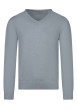 Thumbnail Pull en coton bleu clair à coupe droite pourvu d'un col v côtelé