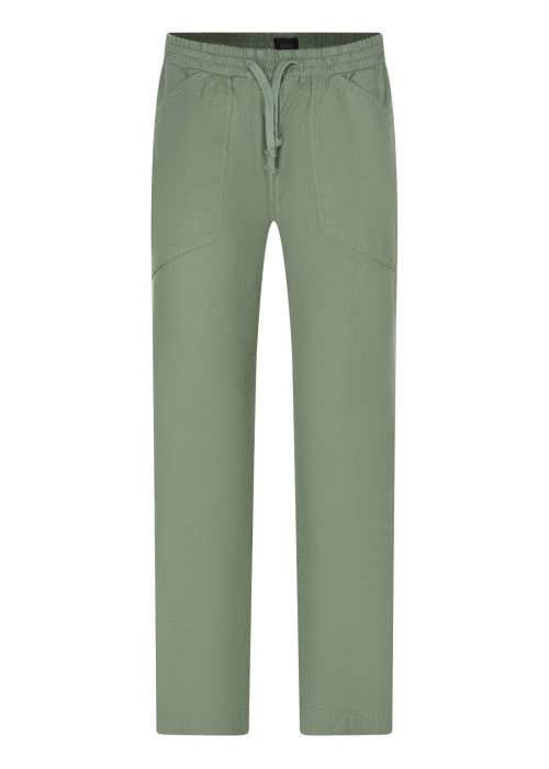 Pantalon Milak en coton vert à coupe droite pourvu d'une taille élastiquée