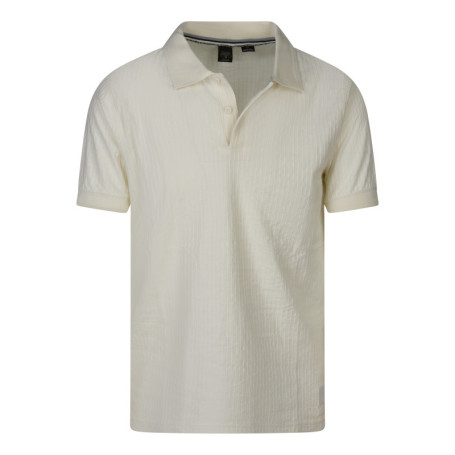 Polo en coton mélangé écru uni avec une coupe...