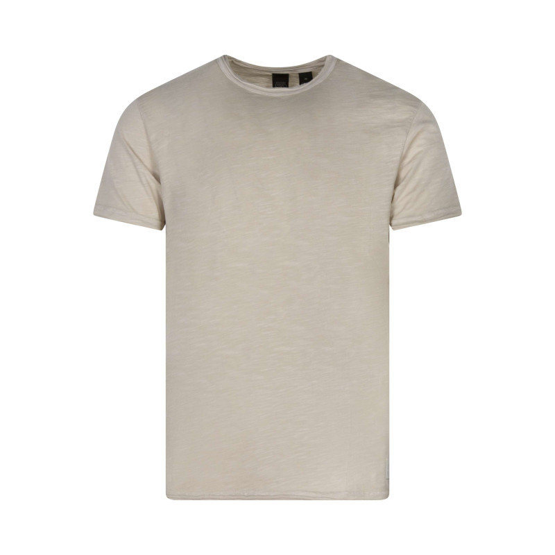 Le Temps Des Cerises - T-shirt En Coton Beige Uni Avec Une Coupe Droite Et Un Col Rond - Beige Le Temps Des Cerises - T-shirt En Coton Beige Uni Avec Une Coupe Droite Et Un Col Rond - Beige