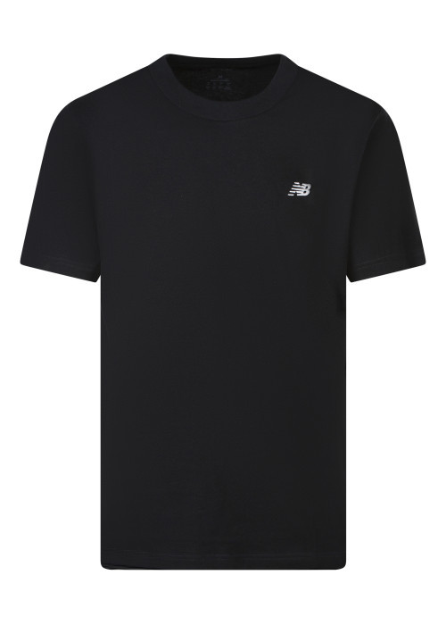 T-shirt en coton noir uni avec une coupe droite et un col rond