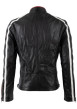 Thumbnail Blouson en cuir de mouton noir uni avec une coupe droite et un col rond - Image 2