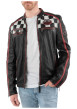 Thumbnail Blouson en cuir de mouton noir uni avec une coupe droite et un col rond - Image 3