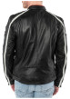 Thumbnail Blouson en cuir de mouton noir uni avec une coupe droite et un col rond - Image 4