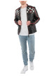 Thumbnail Blouson en cuir de mouton noir uni avec une coupe droite et un col rond - Image 5