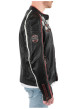 Thumbnail Blouson en cuir de mouton noir uni avec une coupe droite et un col rond - Image 6