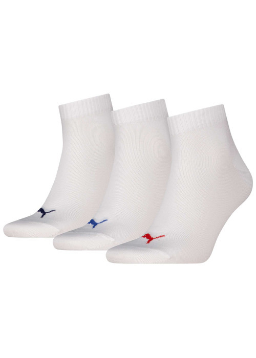 Lot de 3 paires de chaussettes blanches unies tailles basses avec logo cousu