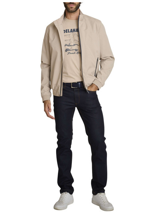 Blouson sable uni avec une coupe droite et des poches zippées