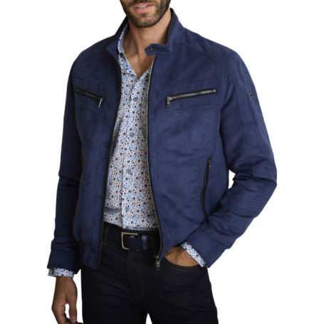 Blouson marine uni avec une coupe droite et un...