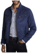 Thumbnail Blouson marine uni avec une coupe droite et un col montant avec un bouton
