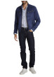 Thumbnail Blouson marine uni avec une coupe droite et un col montant avec un bouton - Image 5
