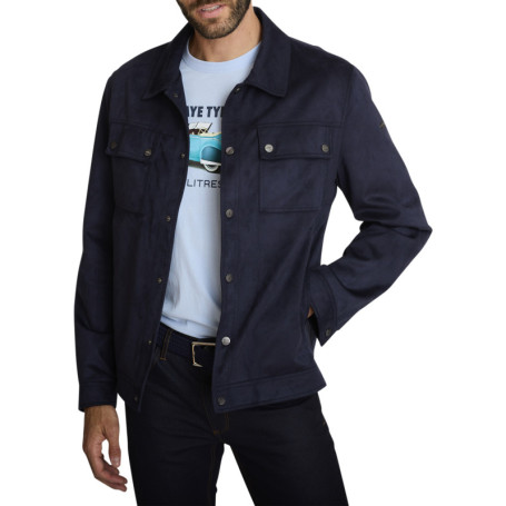 Blouson marine uni avec une coupe droite et une...