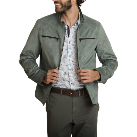 Blouson vert d'eau uni avec une coupe droite et...