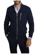 Thumbnail Gilet en coton marine uni avec une coupe droite et un col montant