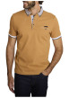 Thumbnail Polo en coton camel uni avec une coupe droite et un col boutonné