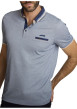 Thumbnail Polo en coton bleu clair avec une coupe droite et une poche passepoilée - Image 4