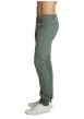 Thumbnail Pantalon chino en coton vert uni avec une coupe ajustée et une taille basse - Image 2