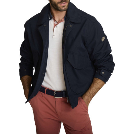 Blouson marine uni avec une coupe ajustée, un...