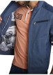 Thumbnail Blouson marine uni avec une coupe ajustée et une fermeture zippée - Image 4