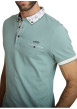 Thumbnail Polo en coton vert d'eau uni avec une coupe ajustée et un col boutonné - Image 4