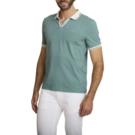 Polo en coton vert d'eau uni avec une coupe...