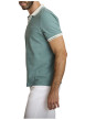 Thumbnail Polo en coton vert d'eau uni avec une coupe ajustée et un col v à revers - Image 2