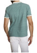 Thumbnail Polo en coton vert d'eau uni avec une coupe ajustée et un col v à revers - Image 3