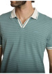 Thumbnail Polo en coton vert d'eau uni avec une coupe ajustée et un col v à revers - Image 4