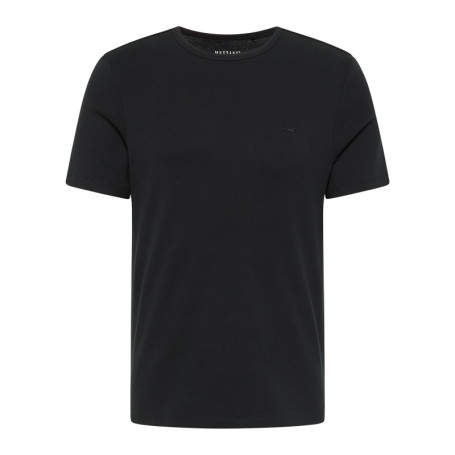 T-shirt en coton noir uni avec une coupe droite...