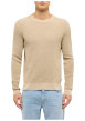 Thumbnail Pull en coton beige uni avec une coupe droite et un col rond - Image 2