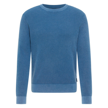 Pull en coton bleu uni avec une coupe droite et...